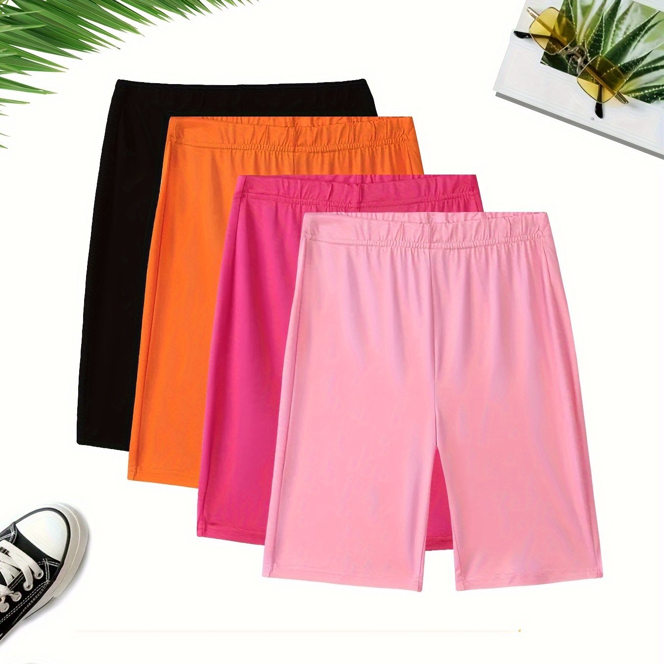 Women's Casual Sports Shorts Set Four Pieces Breathable Athletic Wear