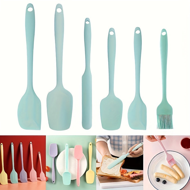 Set of 5 Silicone Kitchen Tools Nordic Colors Spatulas Spoons Baking Supplies
