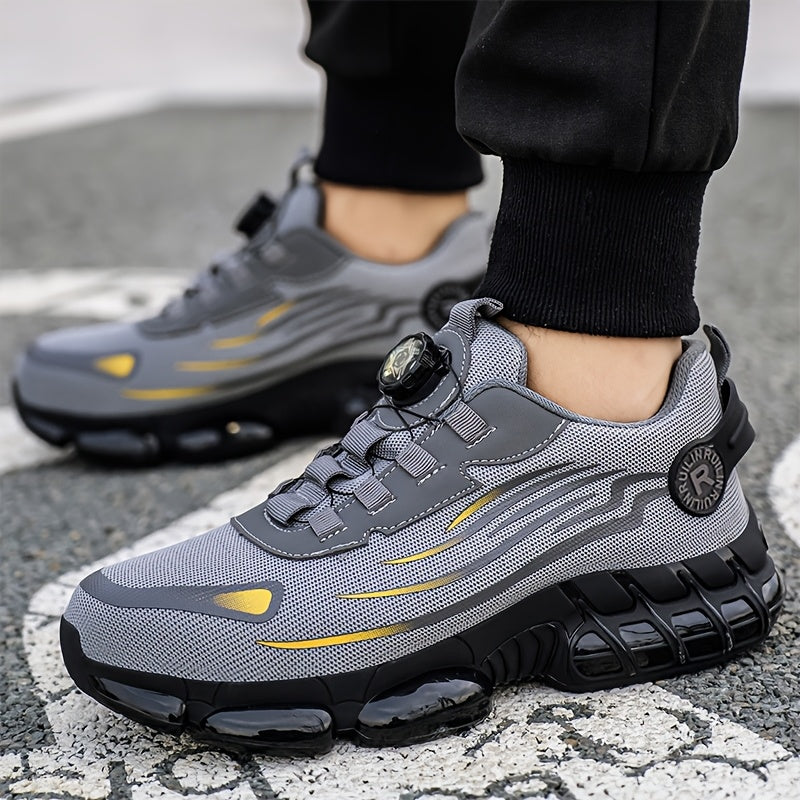 Zapatos de seguridad unisex con punta de acero, antideslizantes, absorción de impactos, resistentes al desgaste, para exteriores, de caña baja