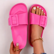 Women's EVA Slide Sandals Open-Toe Beach Shoes Pink Casual Flats