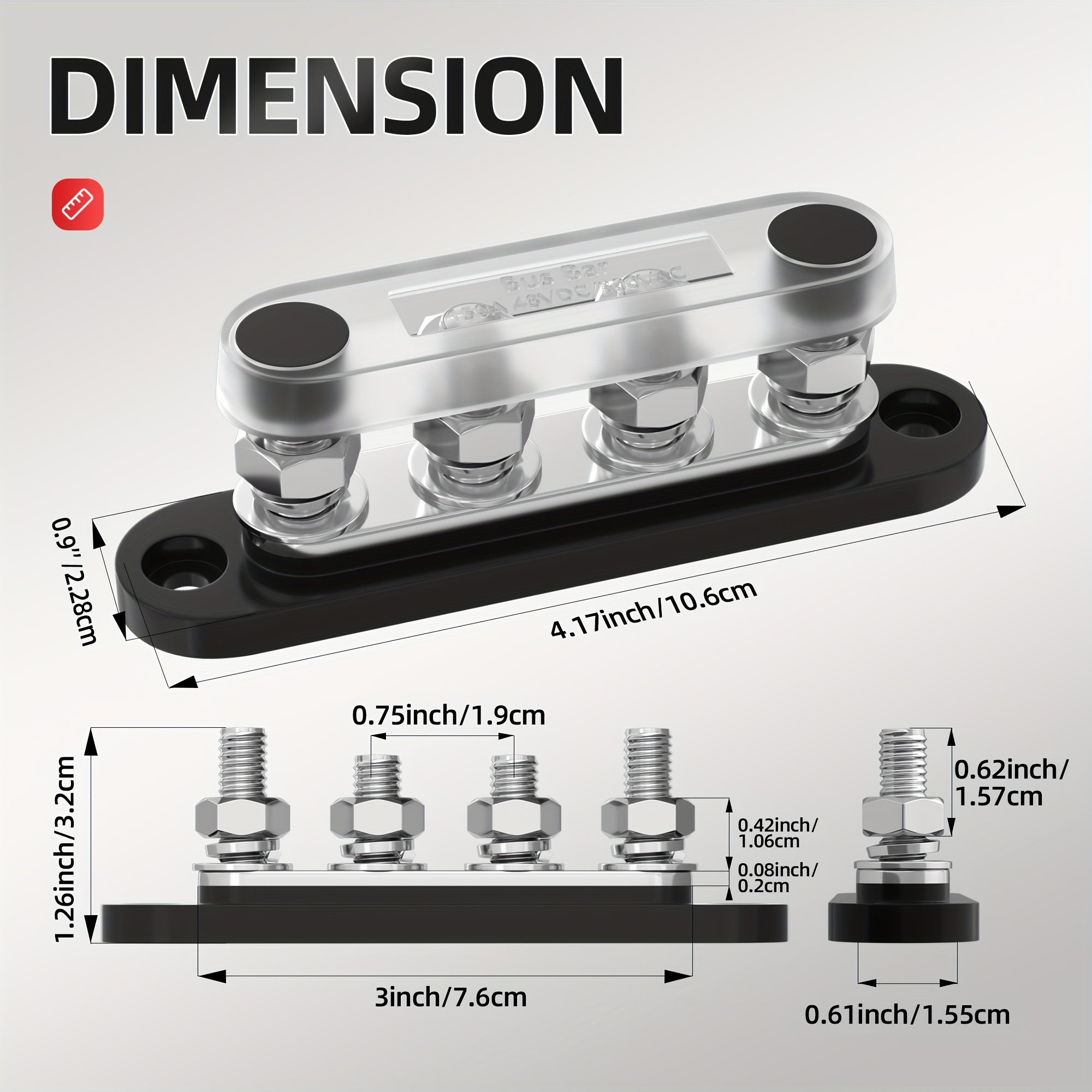 Мини-блок распределения питания, шина 150A, 12V, 48V DC, 300V AC, морской, автомобильный, солнечный