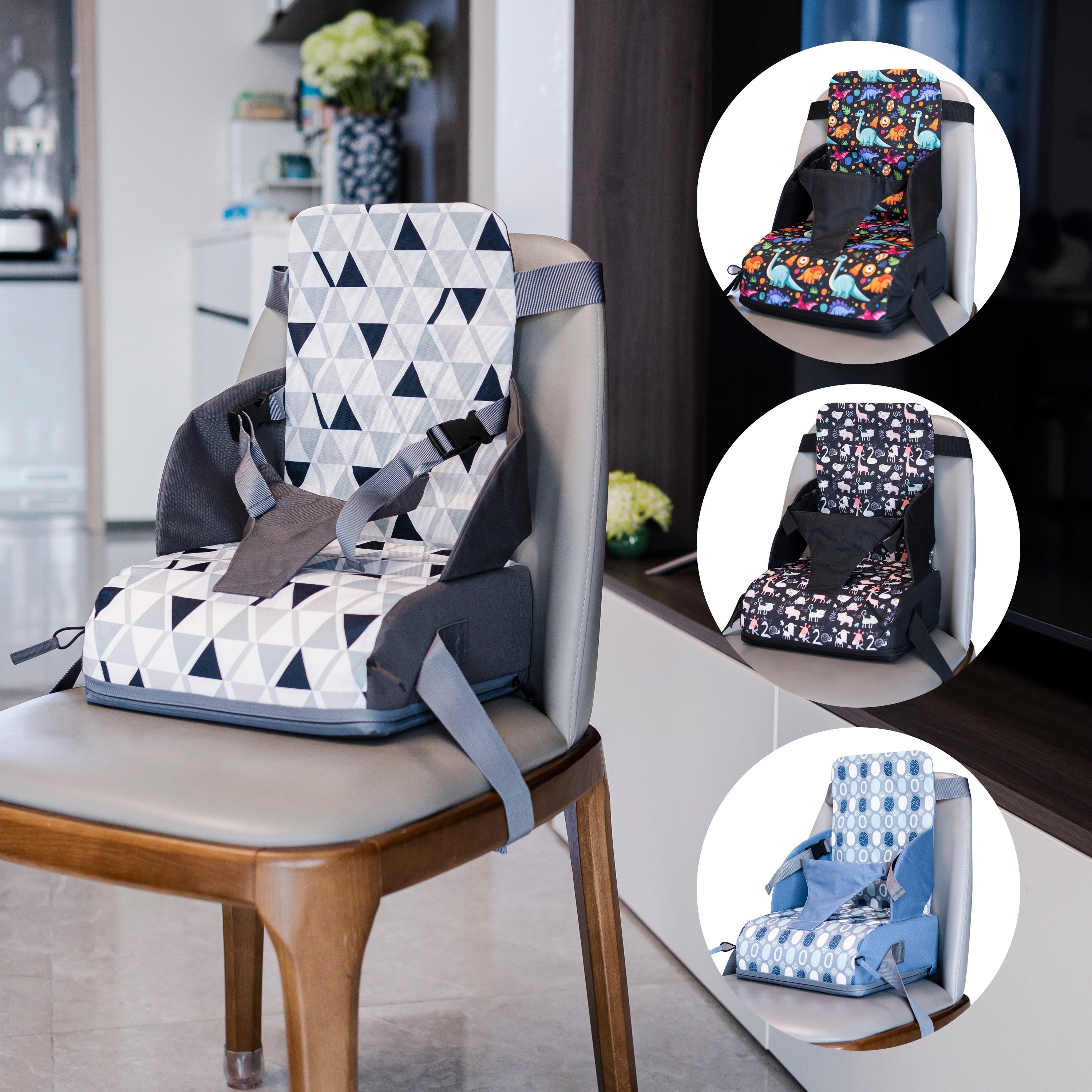 Child Booster Seat with Waterproof Cushion, Adjustable Safety Belt and Backrest