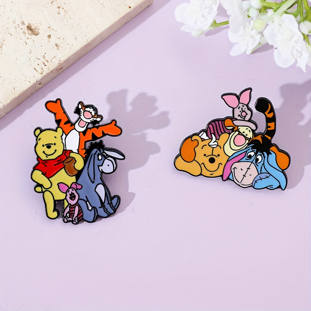 Set of 3 Enamel Brooch Pins Cartoon Character Badges for Clothing and Backpacks