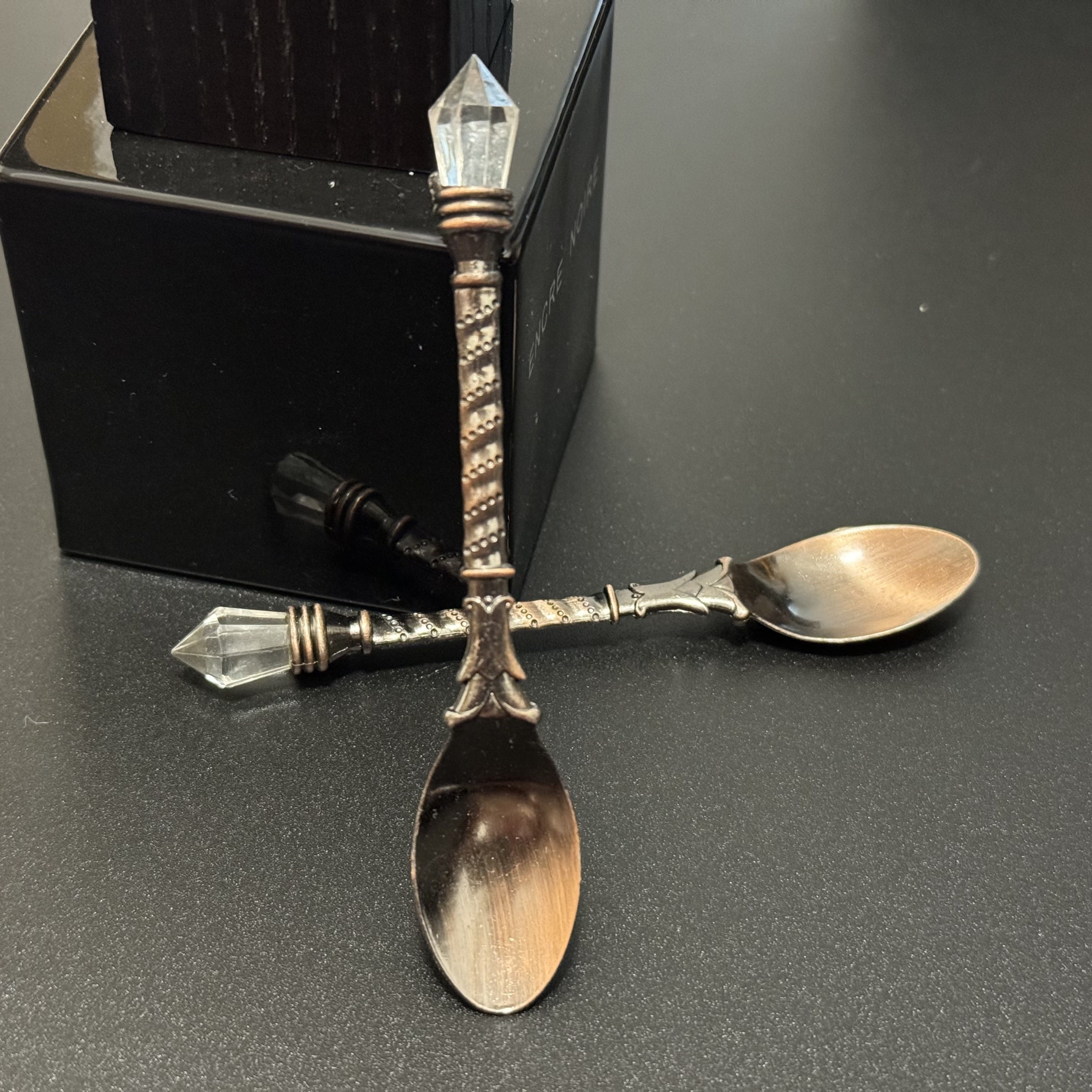 Gold-Plated Coffee Spoon with Crystal Handle for Holiday Celebrations