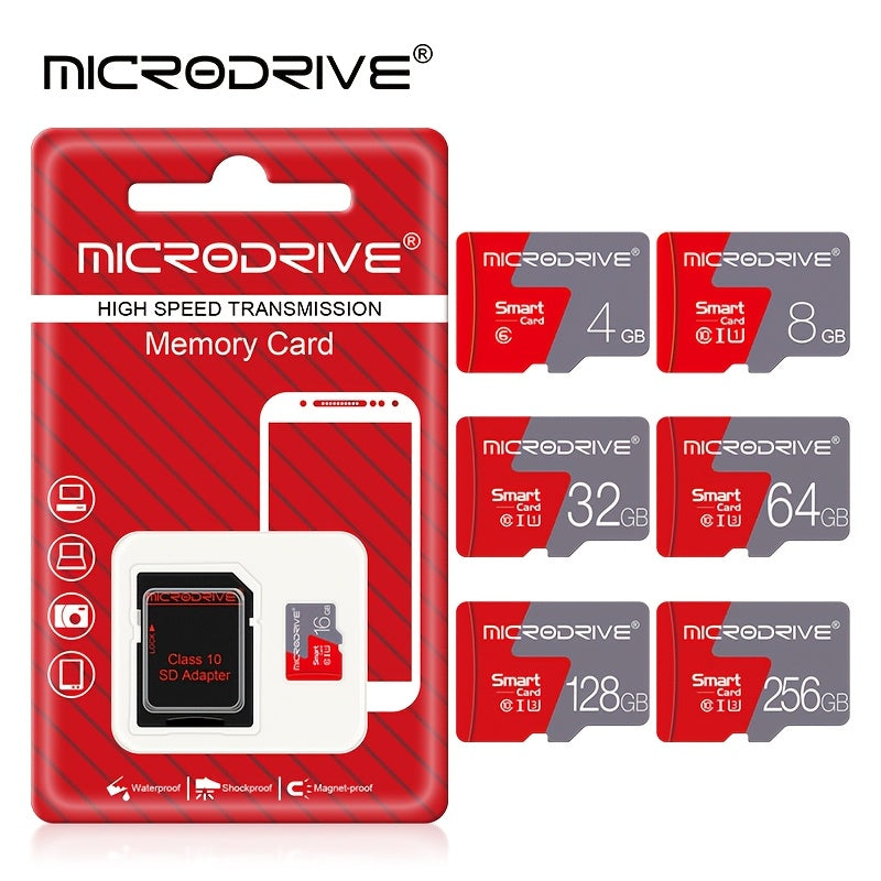 High Speed Class 10 MicroSD Card with SD Adapter 16GB to 256GB U3 for Smartphones Cameras DVRs