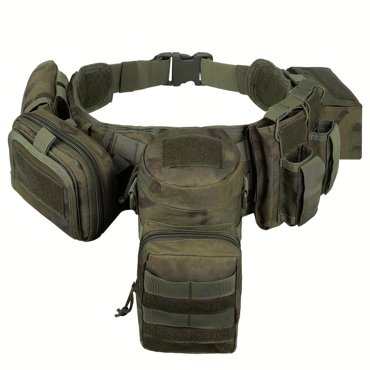 Tactical Utility Belt Set with MOLLE System Camouflage Polyester for Hunting and Fishing
