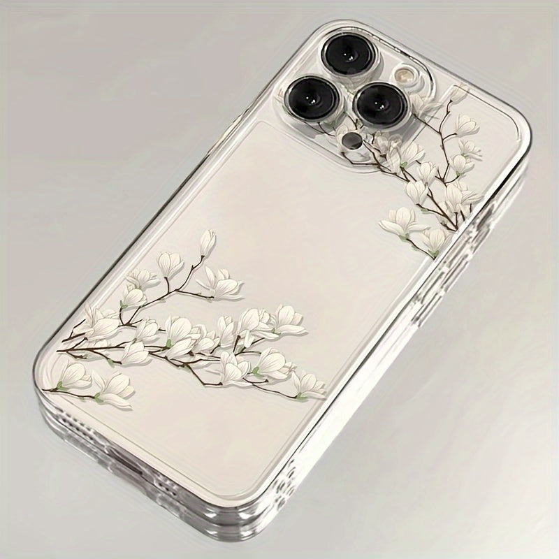 Magnolia Flowers TPU Phone Case for iPhone 11 12 13 14 15 16 Pro Plus Max
