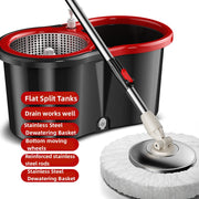 360° Rotating Mop and Bucket Set with 2 Cloths for Kitchen Bathroom Living Room