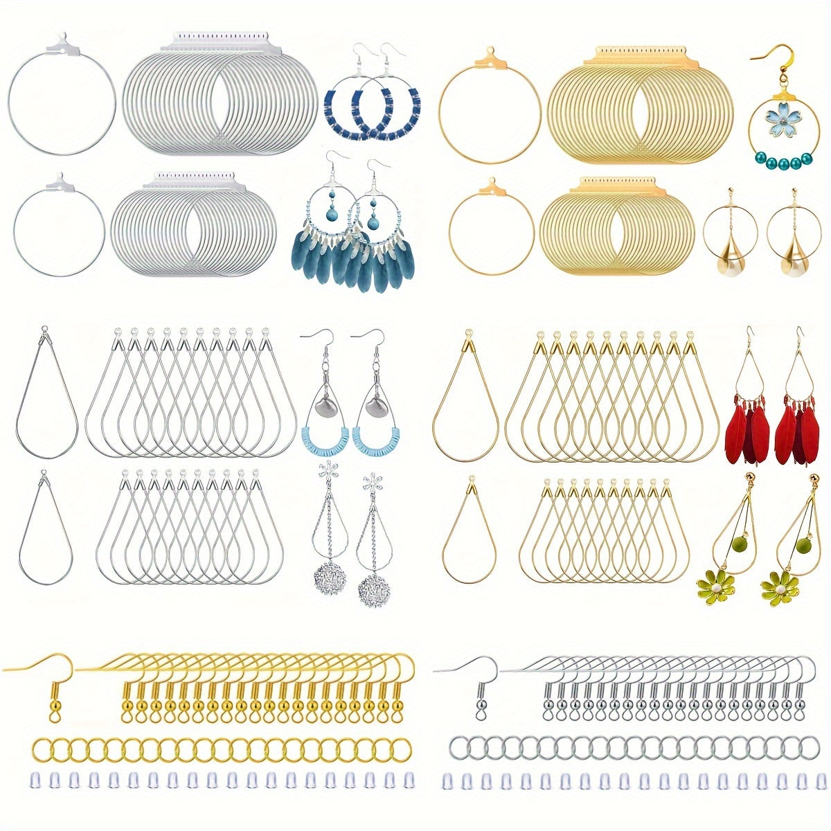 Jewelry Making Kit with 380 Earring Components Bead Hoop Hooks and Supplies