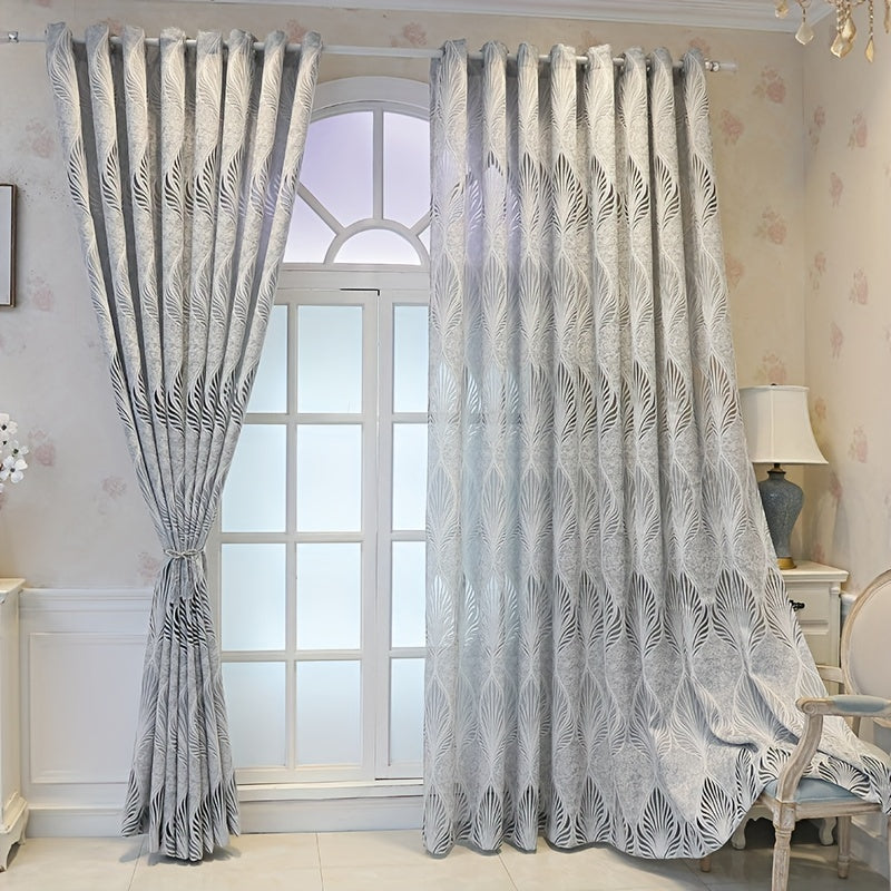 Jacquard Window Sheer Curtain with Leaf Design for Living Room Bedroom Balcony