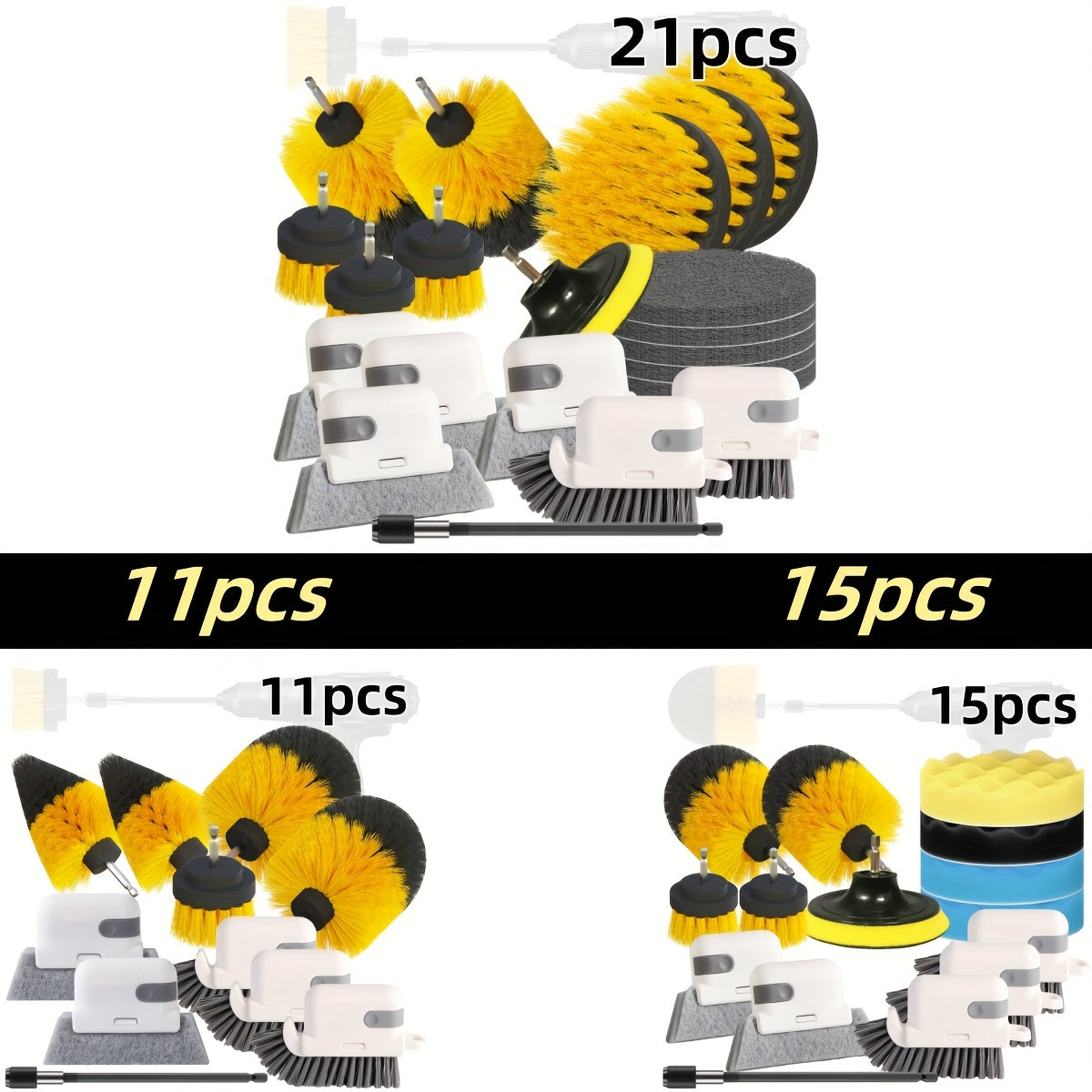 21-Piece Drill Brush Set for Electric Cleaning, Plastic, Rotating Head