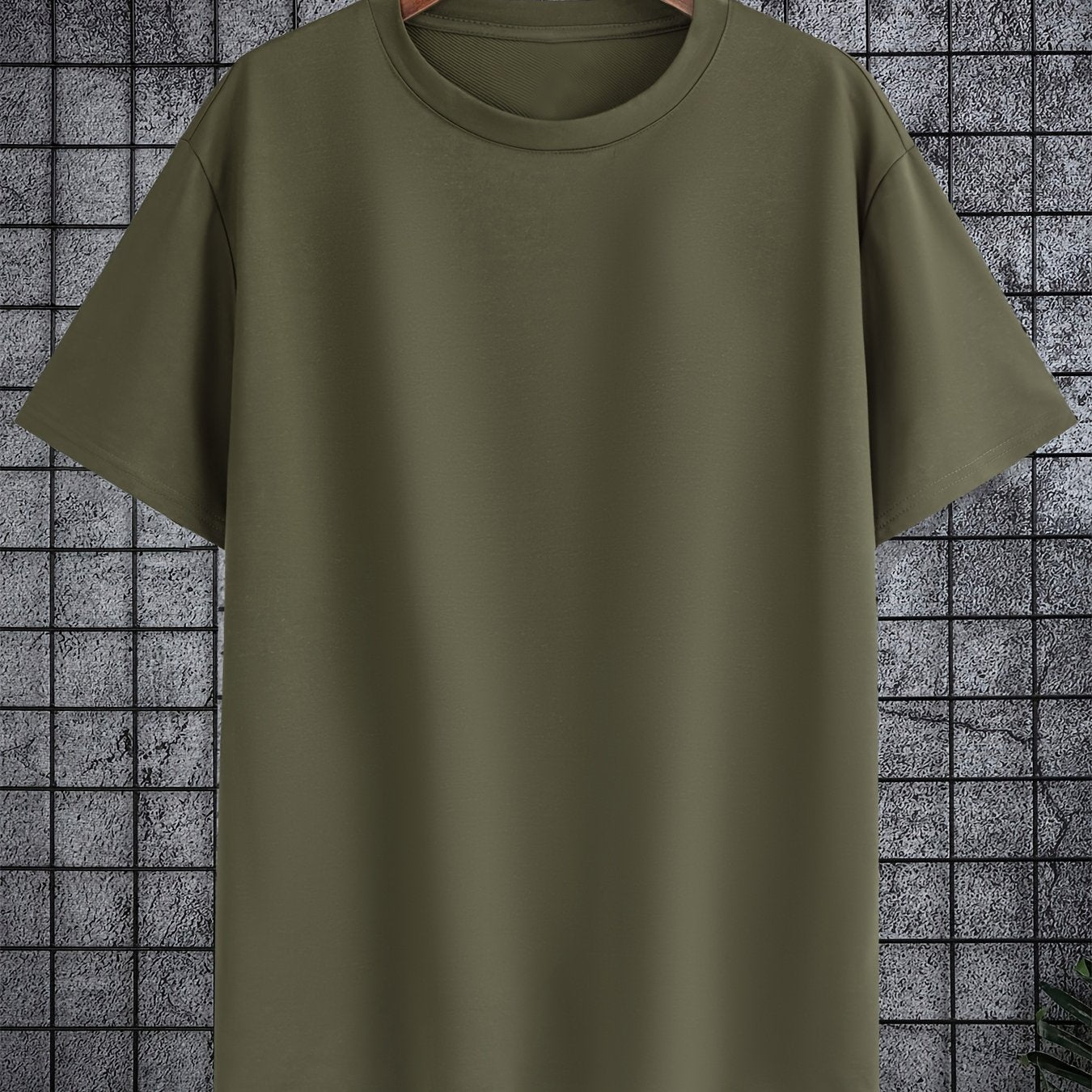 Мужская большая полиэстеровая однотонная футболка с круглым вырезом и короткими рукавами для лета