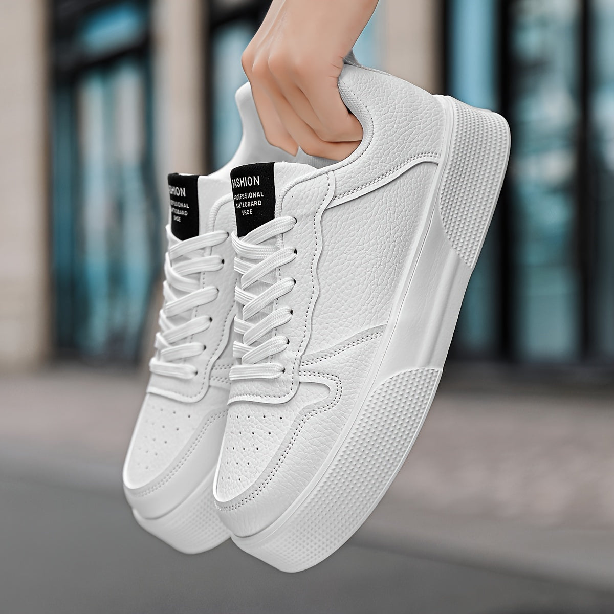 Erkaklar uchun bog'ichli tasodifiy sport poyabzallari, bir xil rangda, ko'p maqsadli dizayn, qulay va nozik, balandlikni oshirish uchun qalin taglik.