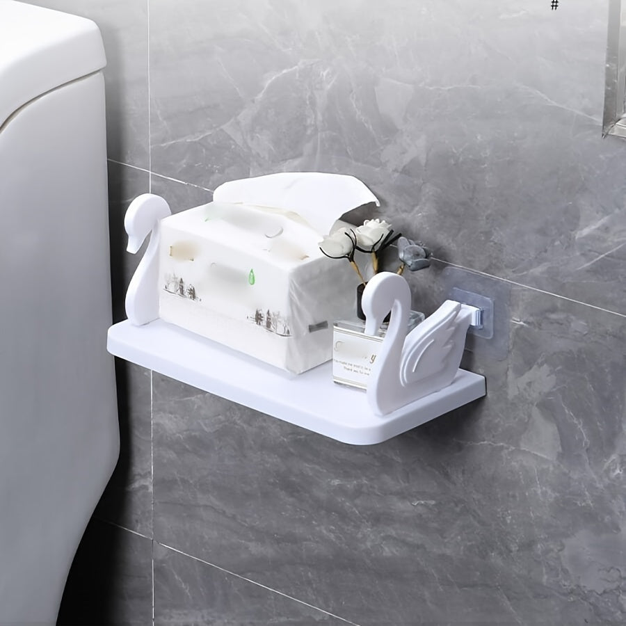 Wall-Mounted Storage Rack with Swan Shelf for Kitchen and Bathroom Organization