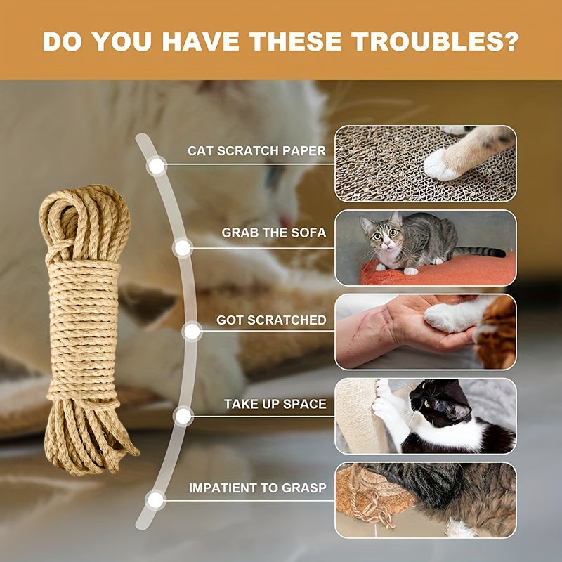 Natural Sisal Rope Cat Scratcher 10m DIY Paw Claw Furniture Protector
