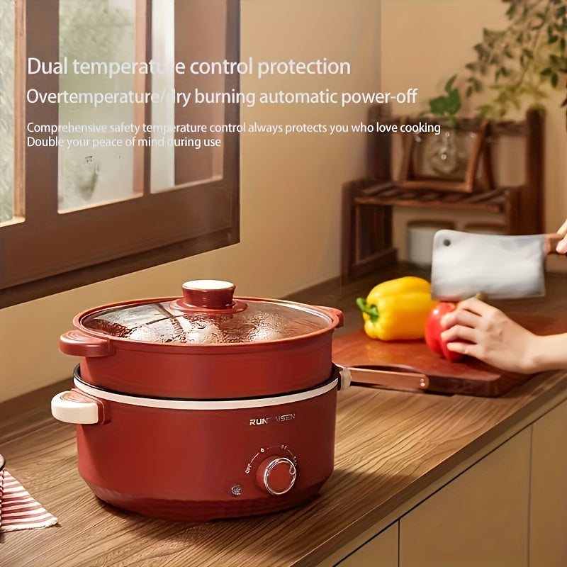 1 dona UAO Elektr taom pishirish qozoni, issiq qozon va qovurish funksiyalari bilan. Katta sig'imli, yopishmaydigan, yotoqxona va uy uchun mos. 220-240V Evropa rozetkasi. Qishki ovqat ta'minoti uchun ideal.