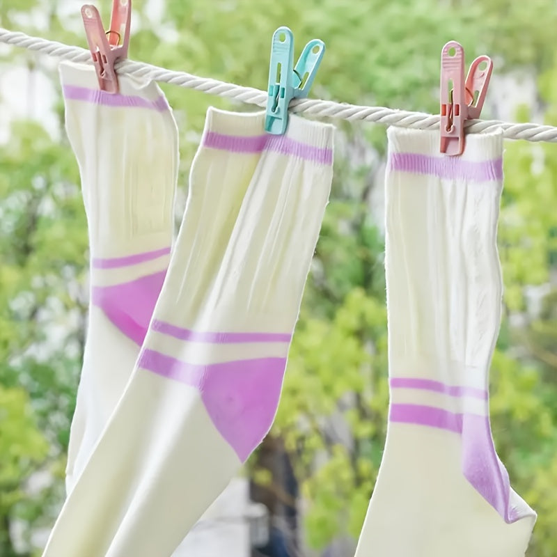 30 Windproof Clothespins for Underwear Socks and Blankets Plastic Clips with Storage Baskets