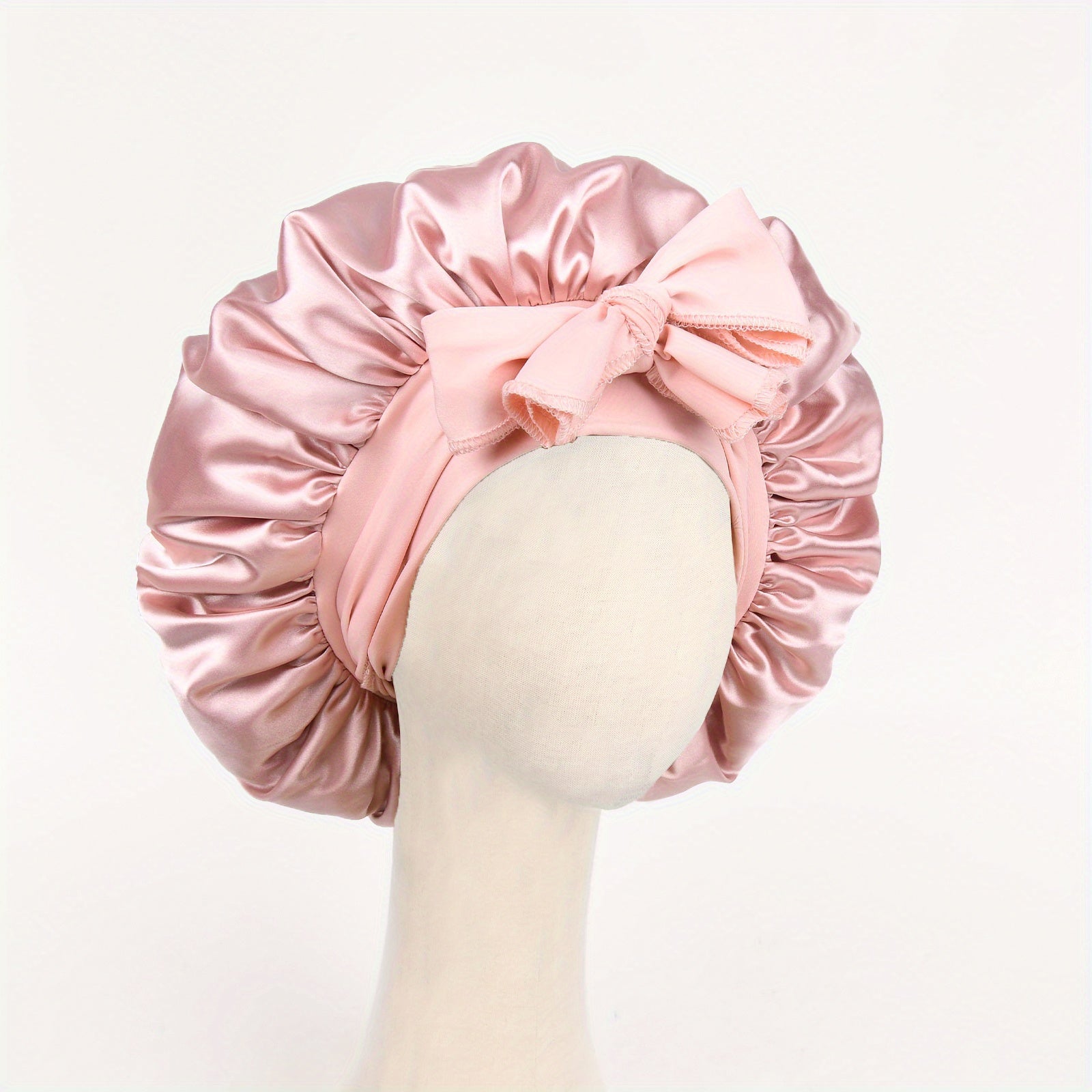 Silk Sleep Cap Satin Bonnet Adjustable Headwear with Tie Band for Women Men