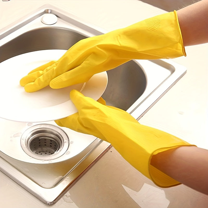 6 Pairs Reusable Rubber Gloves with Long Sleeves for Kitchen Cleaning and Work