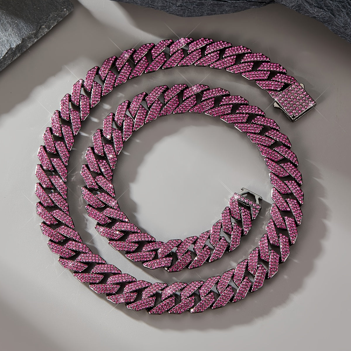 Icy 3-Row Rhinestone Cuban Link Chain Necklace for Men Edgy Hip Hop Jewelry