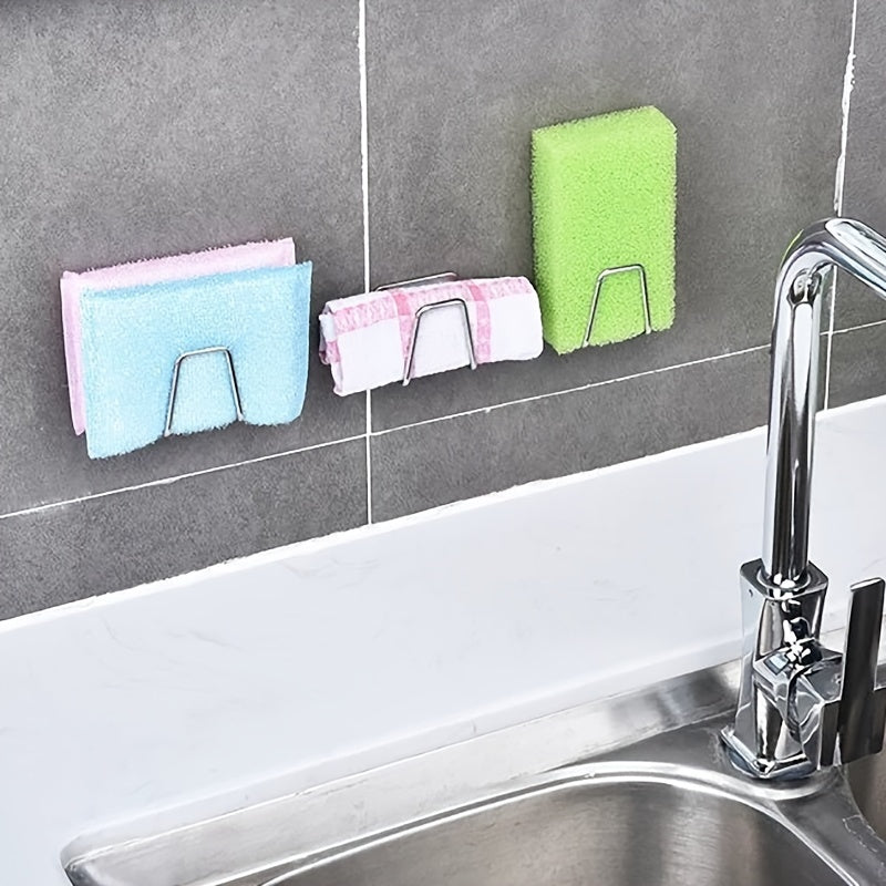 Estante de almacenamiento para fregadero de cocina de acero inoxidable sin taladro con soporte y ganchos 1 2 4 piezas