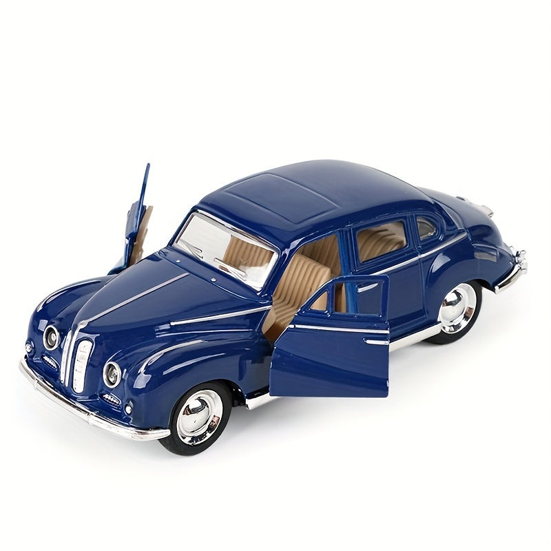 Coche de juguete de arrastre con temática de película vintage a escala 1:32 de metal, regalo para niños