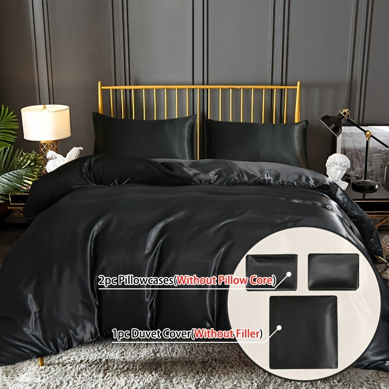 Роскошный комплект постельного белья из 3-х предметов из сатина с однотонным покрывалом. Включает 1 пододеяльник и 2 наволочки. Одеяло и подушки в комплект не входят.