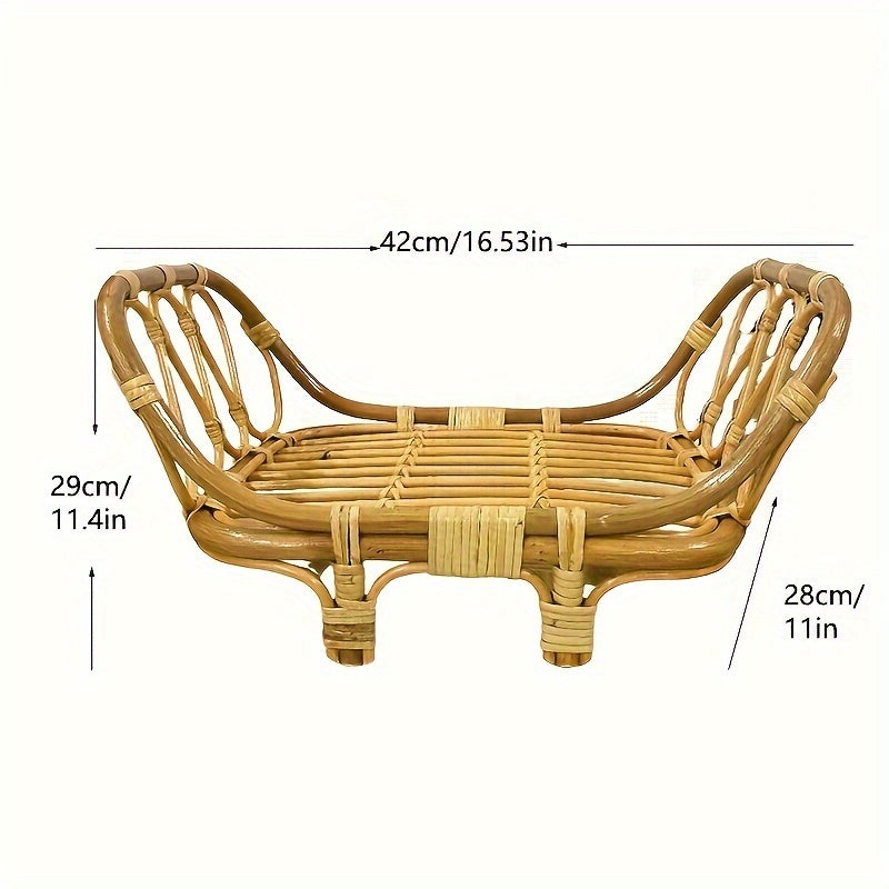 Kids Photography Props Rattan Bed and Chair Set for Studio Sessions Ginger Yellow