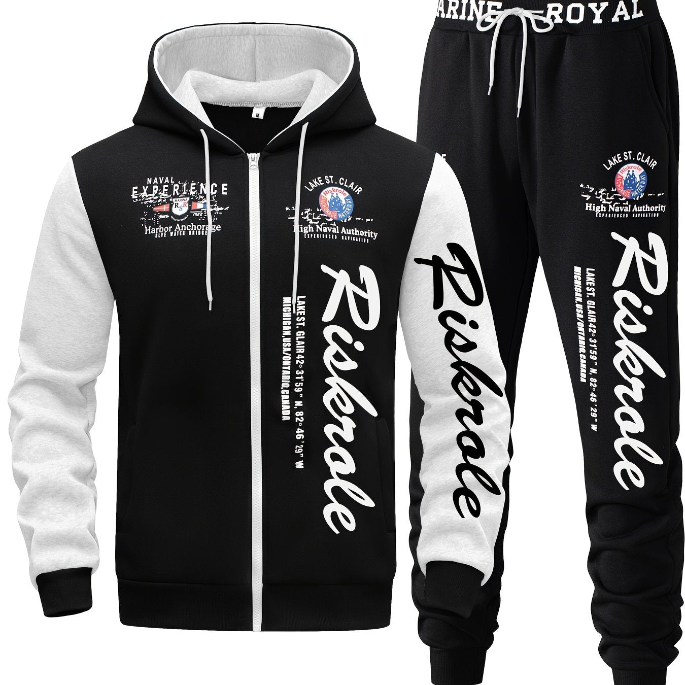 Conjunto casual de sudadera de dos piezas para correr y deportes de poliéster para hombre con estampado de letras