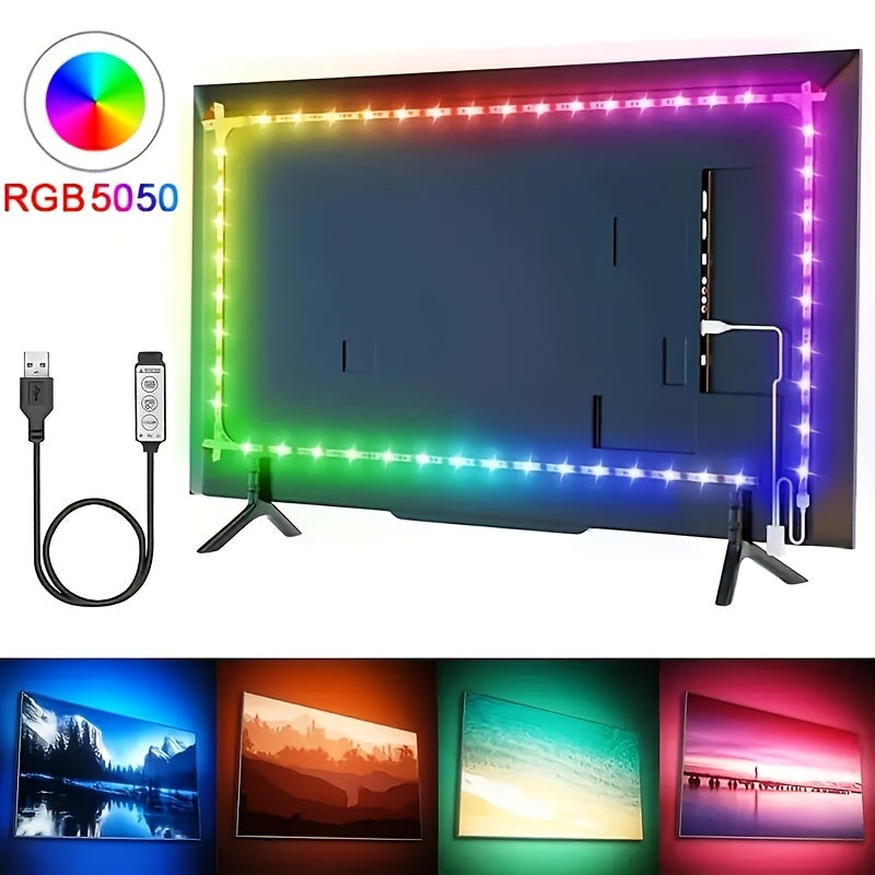 97.54cm USB RGB LED Strip Light Dimmable Color Changing for Bedroom Party Home Decoration