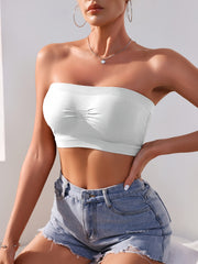 Women's Plus Size Non-Slip Seamless Mesh Bandeau Bra White Beige Burgundy Black