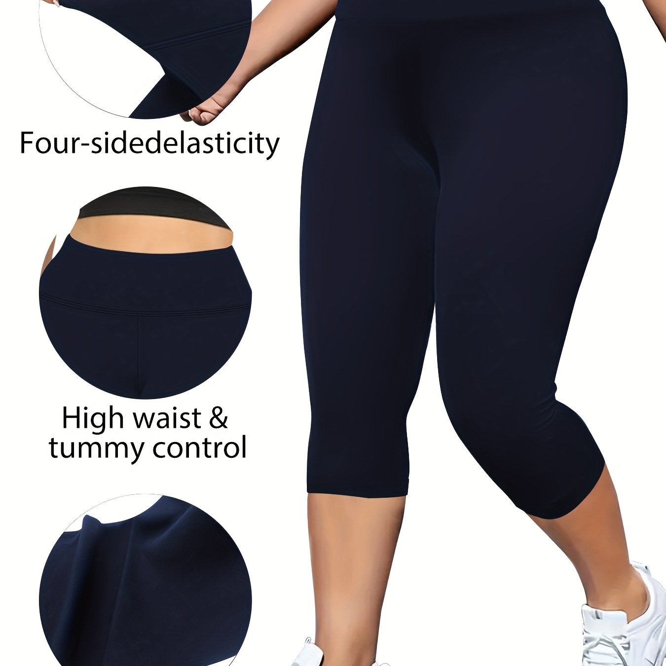 Plus Size Women's High-Waist Butt-Lifting Capri Leggings Heather Gray Stretchy Athletic