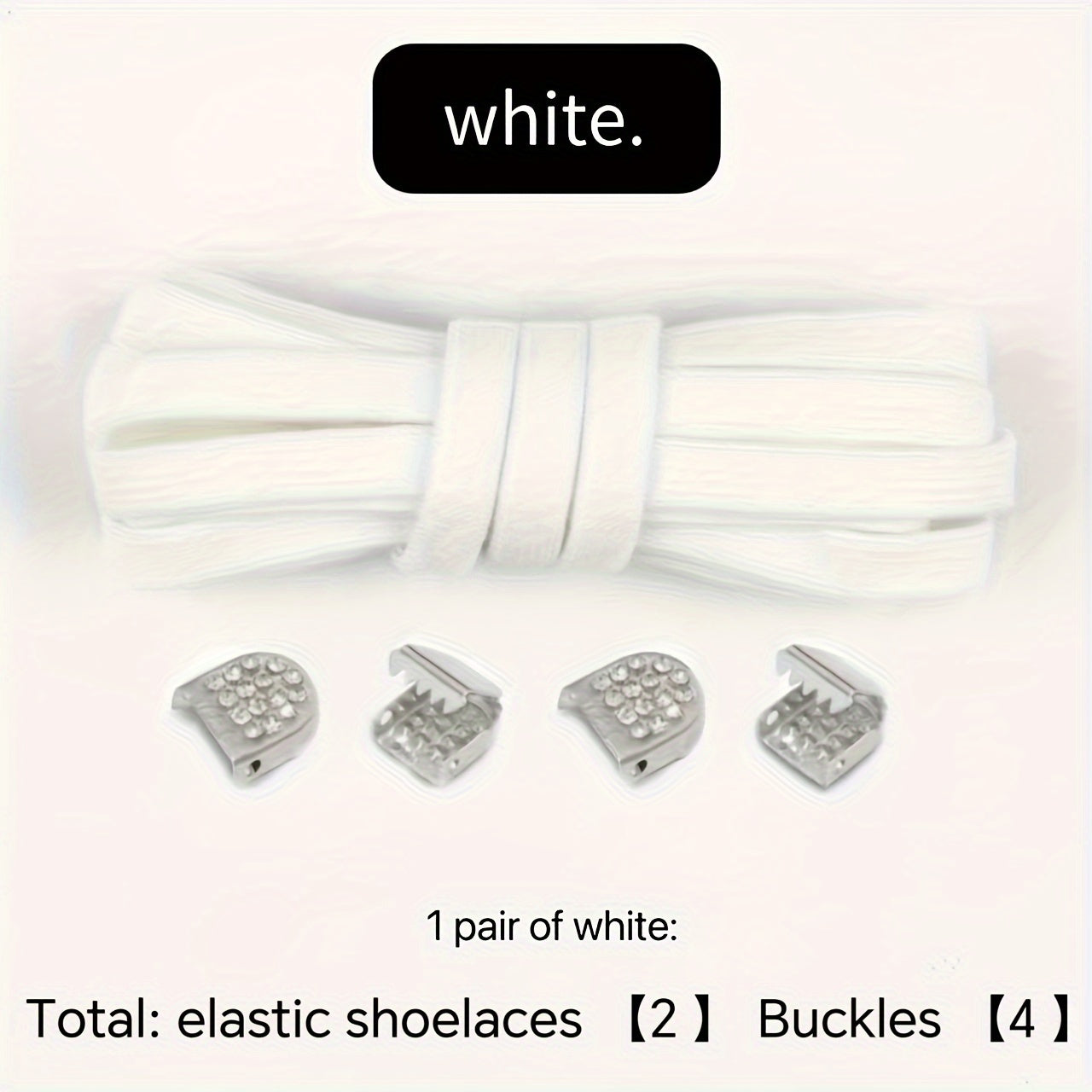 Unisex Elastic No-Tie Shoelaces Black White Flat Design Secure Buckle
