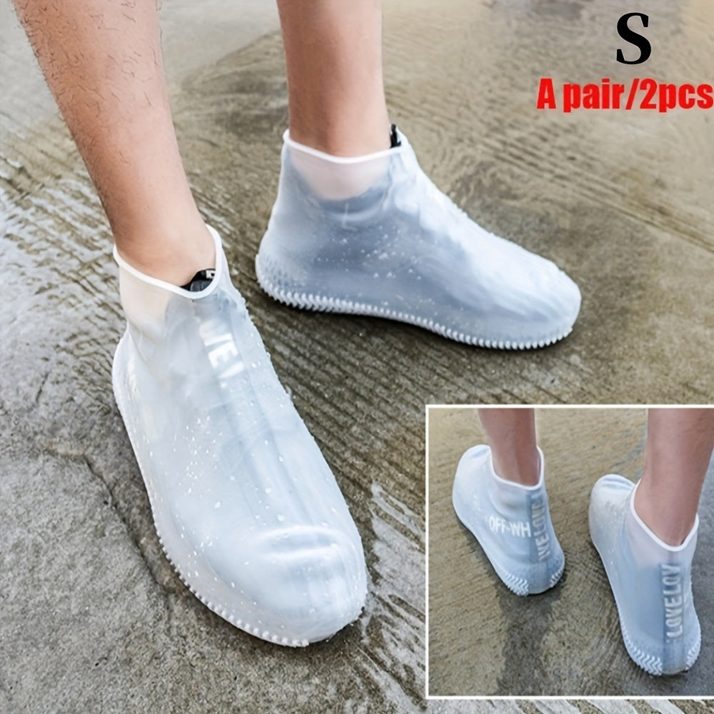 2pcs Silicone Waterproof Rain Boot Covers Non-slip Dust Shoe Protectors