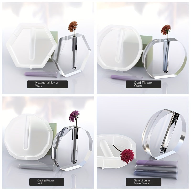 Silicone Resin Molds for Flower Vases Heart Hexagon Shapes Hydroponic Plant Propagation Home Decor