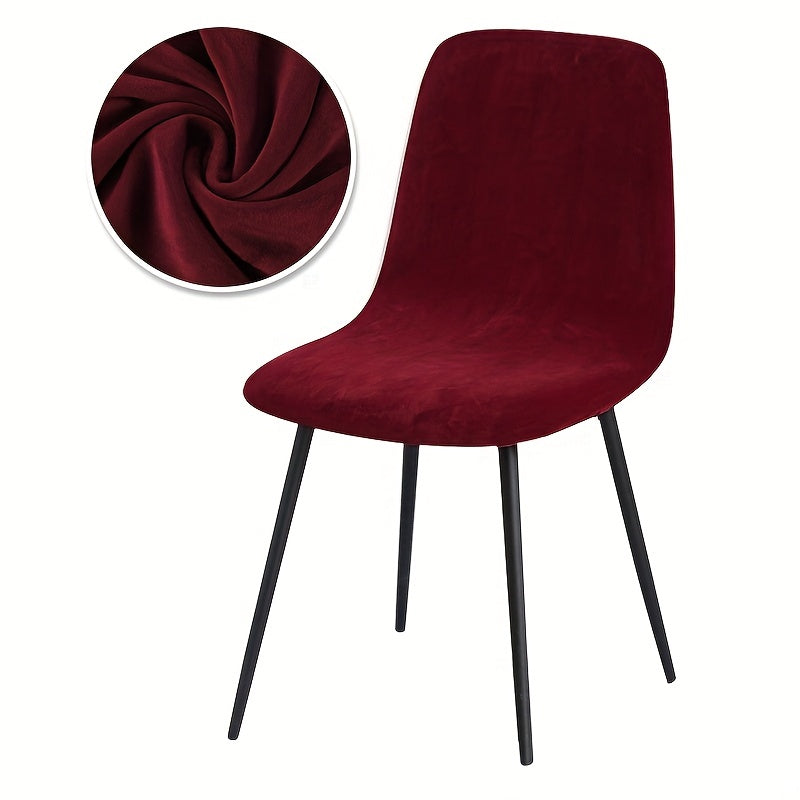 Velvet Arc-Shaped Short Back Chair Slipcover for Dining and Home Office