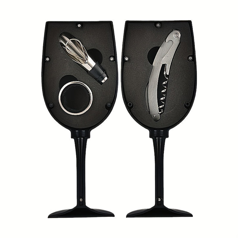 Portable Wine Opener Set Metal and Plastic No Electricity Gift for Holidays