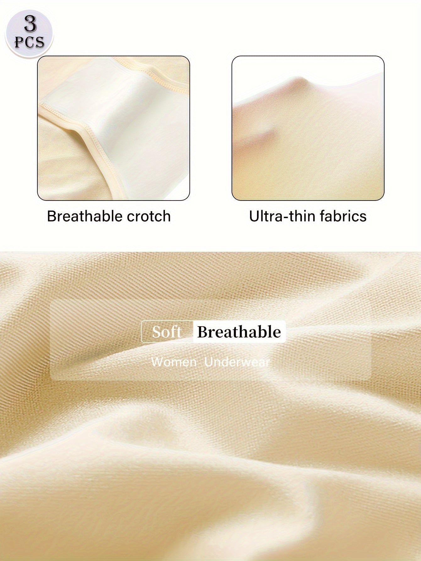 Women's High Waist Tummy Control Briefs 3 Pack Solid Breathable Polyester