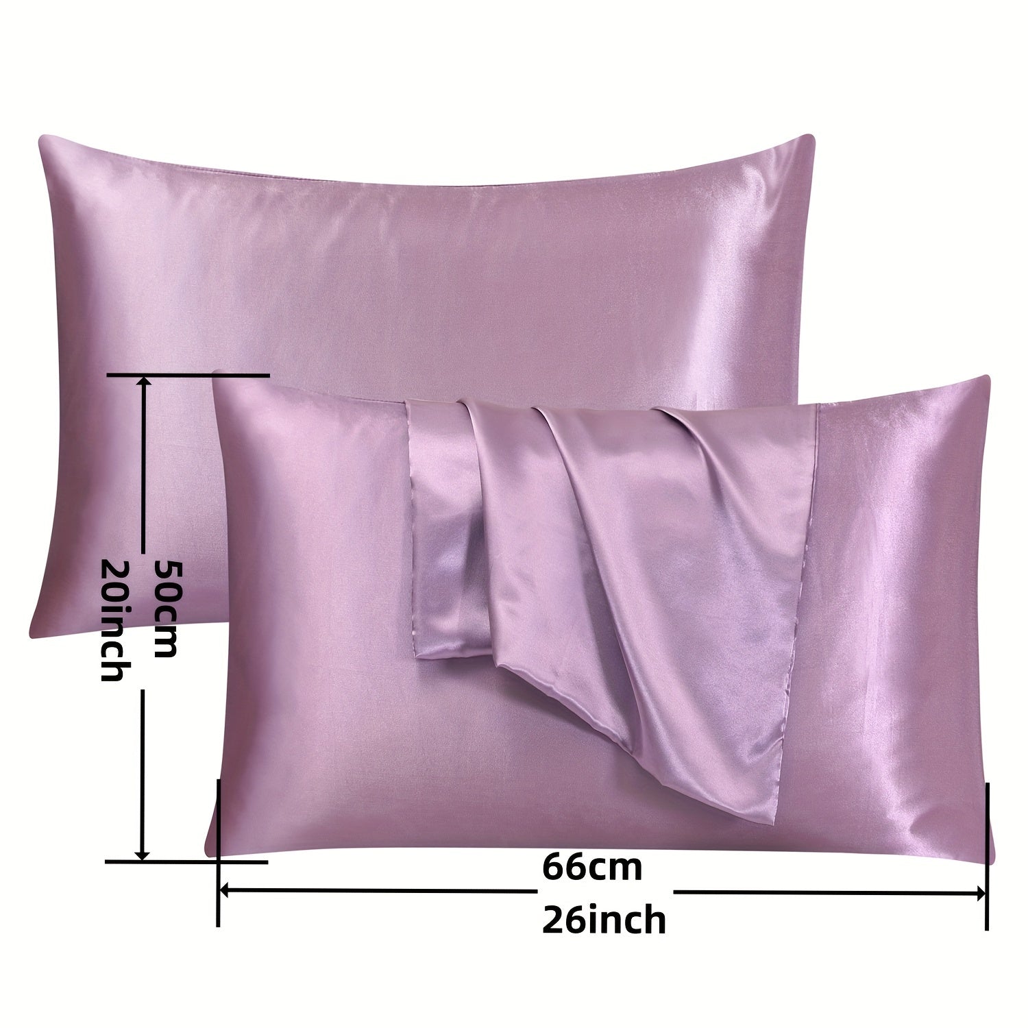 Set of 2 Soft Satin Pillowcases Hair Skin Friendly Envelope Closure