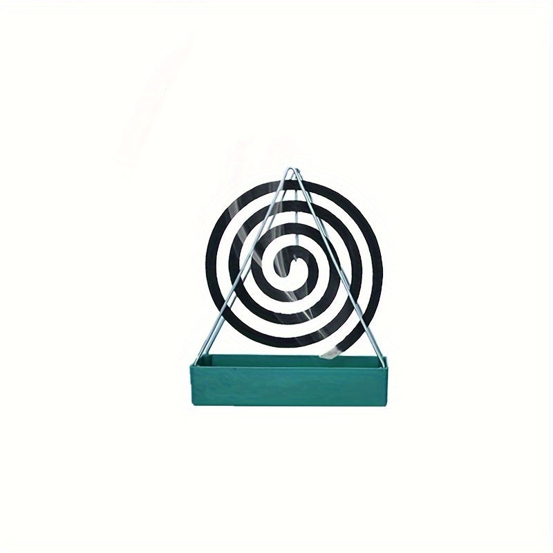 Triangle Iron Mosquito Coil Holder with Plastic Tray Indoor Outdoor Incense Burner