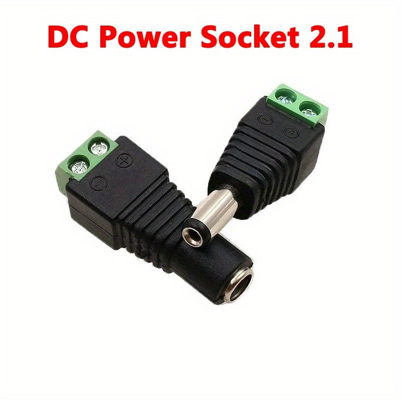 2pcs DC Power Connectors Male to Female 5.5mm x 2.1mm for LED Lights CCTV Cameras