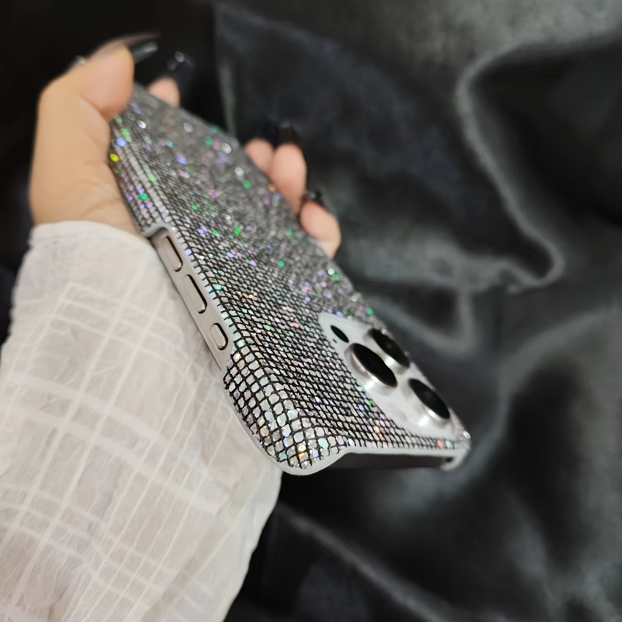 Black Glitter Anti-Drop Phone Case for iPhone Models 7-15