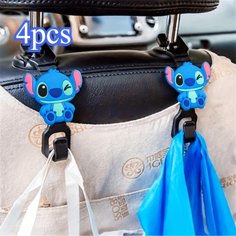 2pcs Cute Cartoon Stitch Seat Hook Car Accessories Kawaii Anime Convenience Hooks