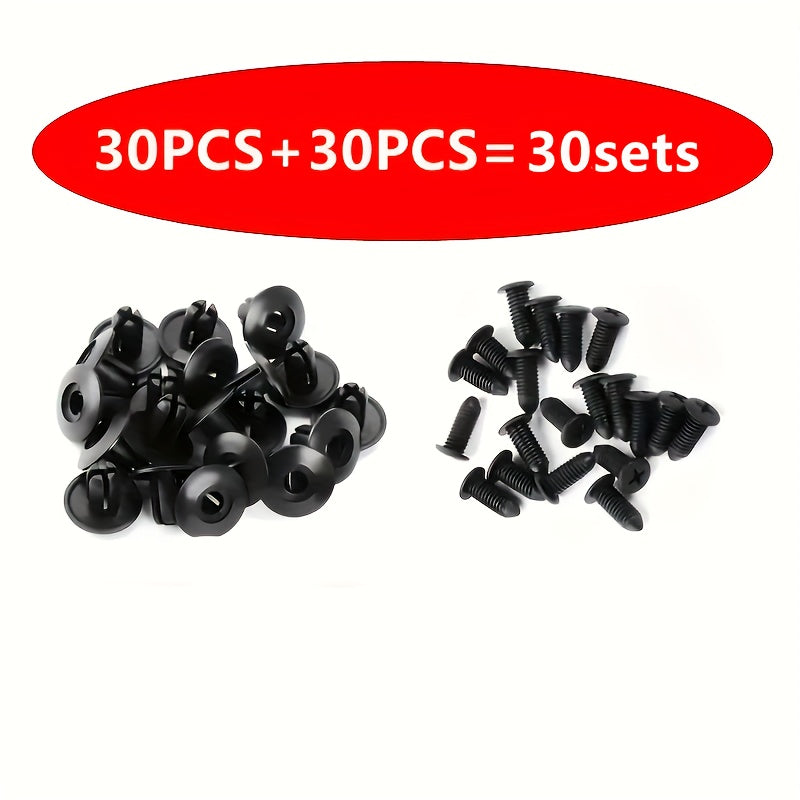 20/60/120pcs 8mm Black Plastic Rivets Car Bumper Fasteners Durable Clips