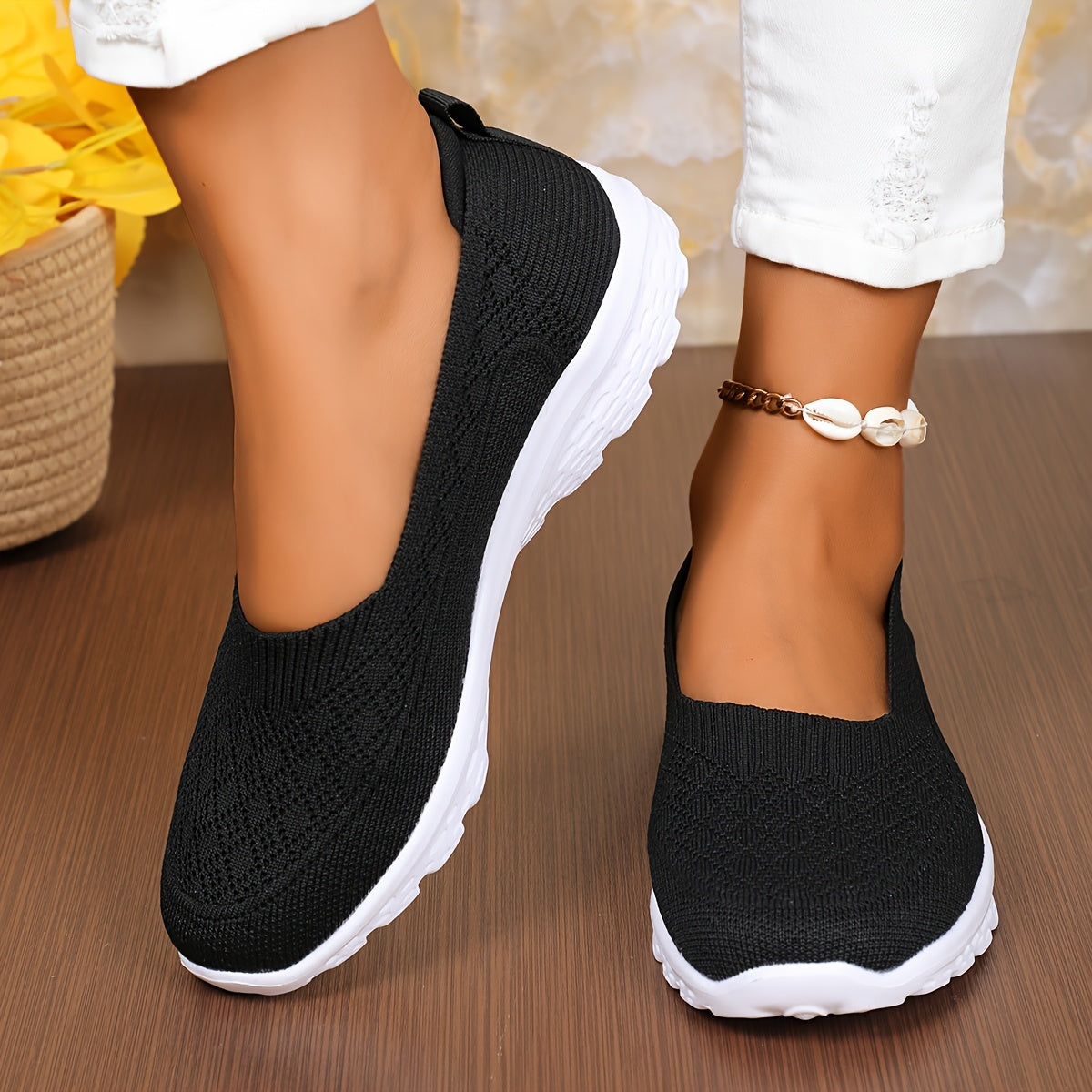 Zapatillas casuales de moda para mujer, ligeras, de tela, sin cordones, para caminar
