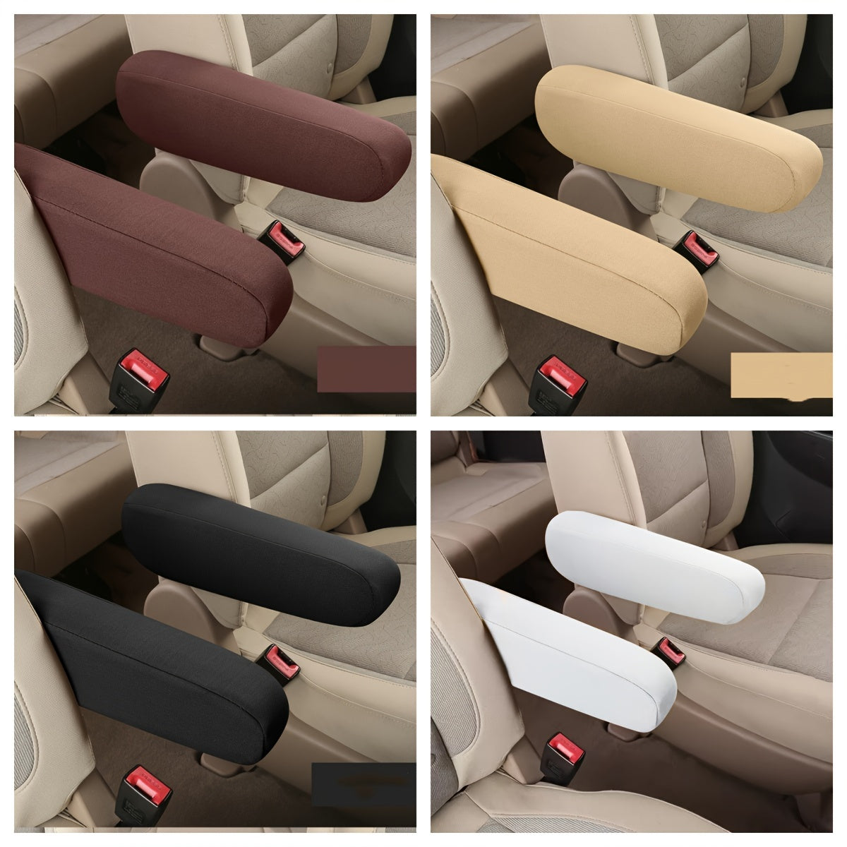 2pcs Elastic Polyester Car Seat Armrest Covers Washable Protective Sleeves