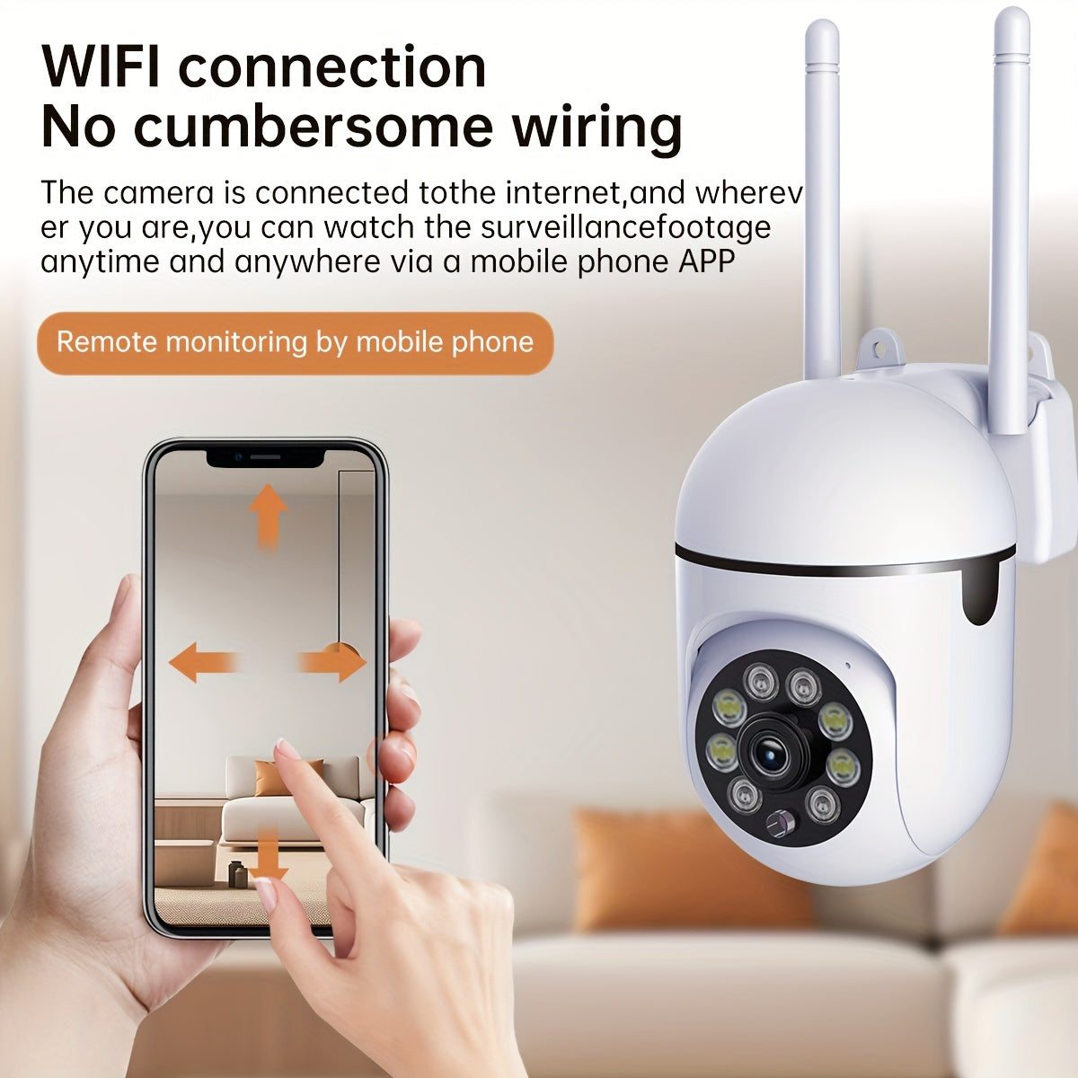 Indoor Security Camera 1080P HD WiFi Night Vision Motion Detection PTZ Two-Way Audio