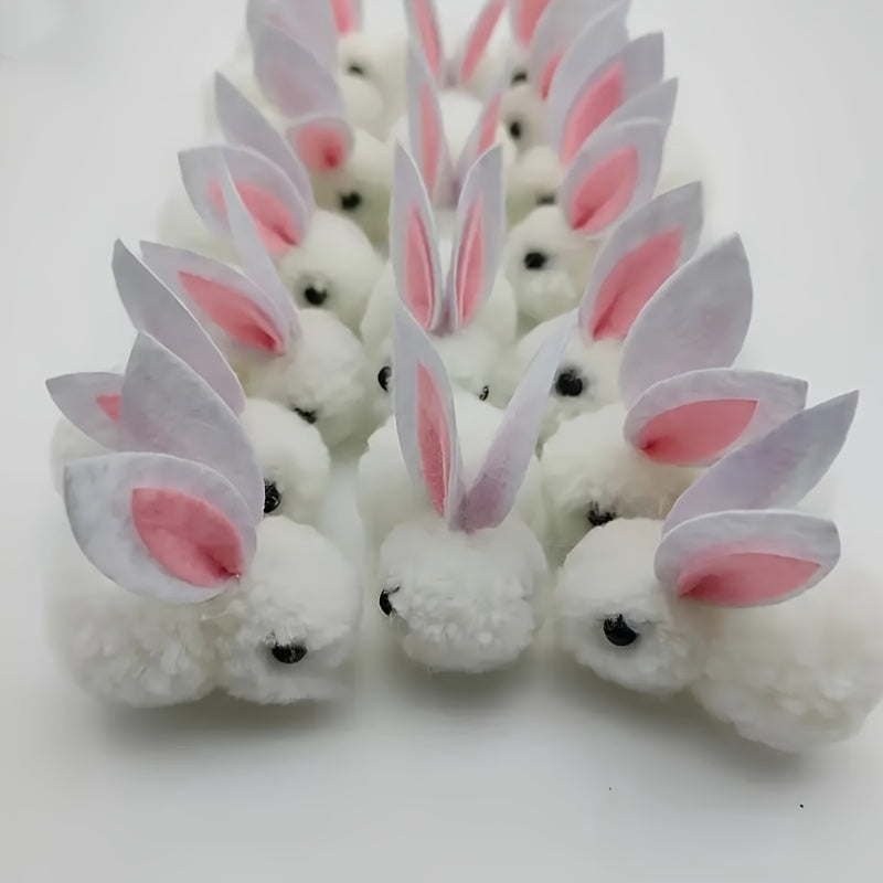 30pcs Easter Plush Bunny Doll Set White Linen Blend Fabric for Ages 14+