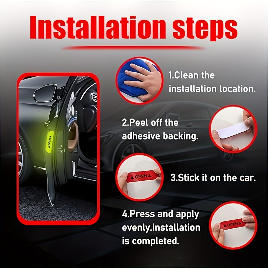Car Door Welcome Lights with Logo Projection and Reflective Stickers Universal
