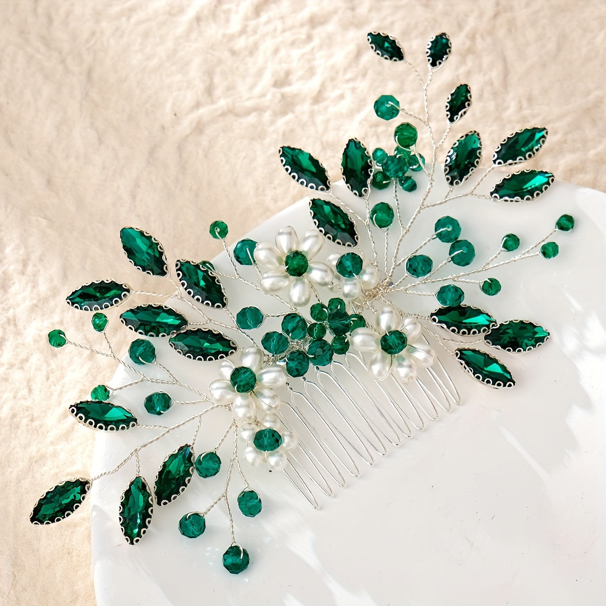 To'y uchun gullar bilan bezatilgan to'y soch tarozi bilan to'y uchun rhinestone soch tarozi